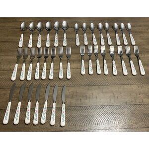 Corelle Rosemarie Flatware Utensils Knives Forks Spoons 37 Pieces \